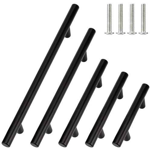 Kitchen Cabinet Door Handles Matte Black Stainless Steel Door Drawer Pull T Bar - Picture 2 of 15