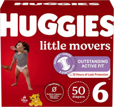 Huggies Size 6 Diapers, Little Movers Baby Diapers, Size 6 35 Lbs , 50 Count 