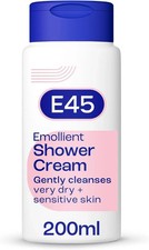E45 Emollient Shower Cream 200ml, Fragrance-Free, Dry & Sensitive Skin Body Wash