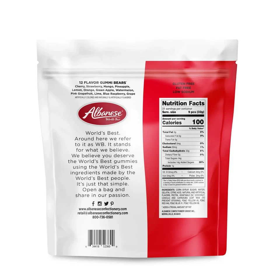 Osos de goma Albanese World's Best 12 sabores, tamaño familiar compartido 36 oz, caramelo Foto 2 de 4