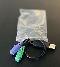 USB To Dual PS/2 PS2 Cable Adapter Converter 12 In. PC / WINDOWS M - F Tested