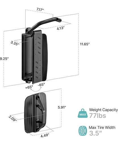 Bike Hooks for Garage, Heavy Duty Swivel Bike Wall Mount, Holds 77 Lbs Bike Wall - Picture 3 of 9