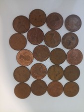 20x queen elizabeth II one penny coins, mostly 1960's, in circulated condition
