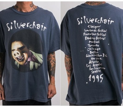 90's Silverchair Tour Navy Short sleeve T-Shirt Reprint sided