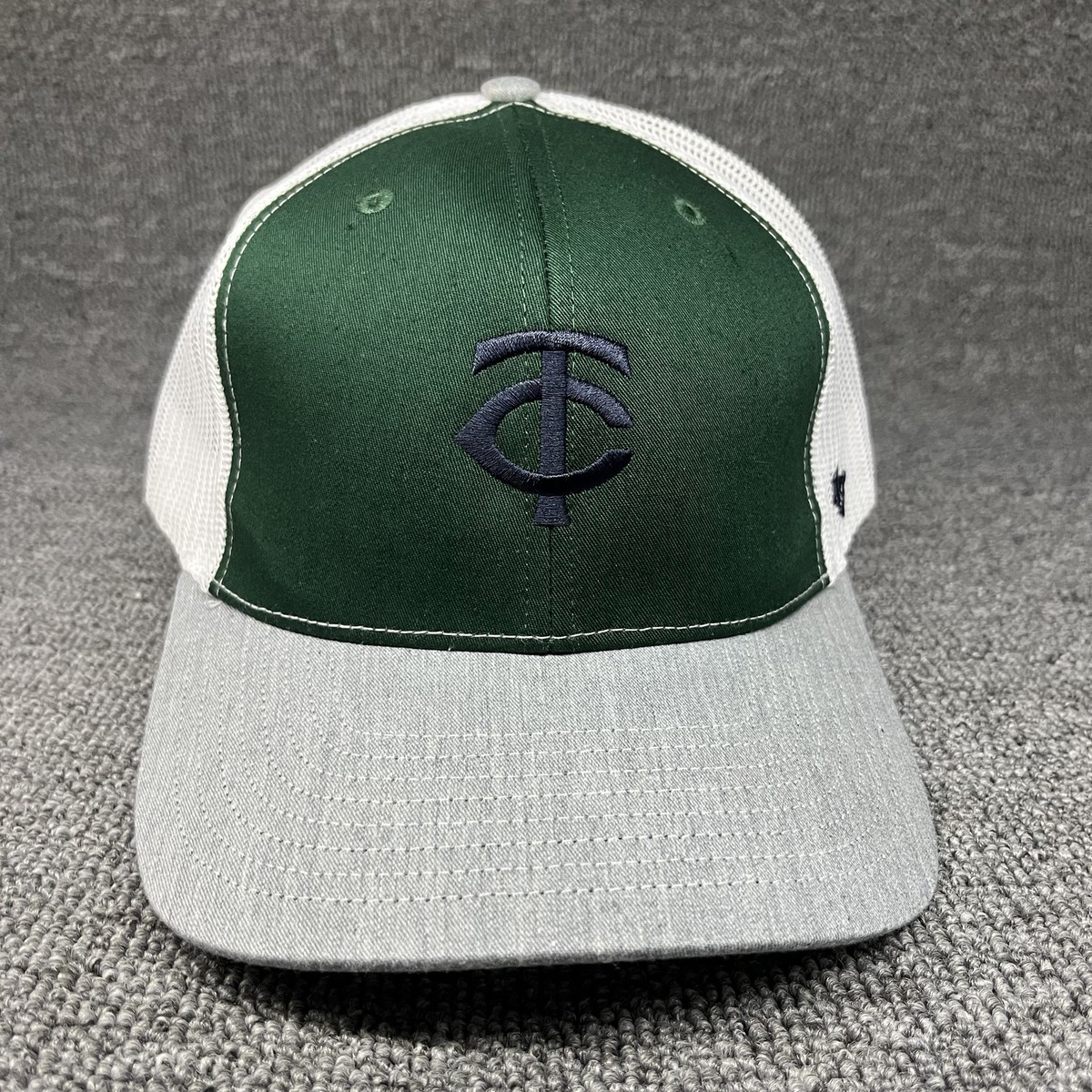 47 Brand Minnesota Twins TC Logo Trucker Hat Green White Gray Snapback Cap