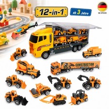 12tlg LKW Spielzeug Auto Truck Transporter Bagger Bulldozer ab 3 Jahre