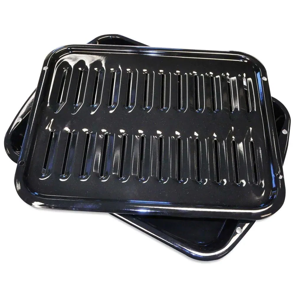 Broiler Pan & Roasting Rack Black Porcelain Coating Dishwasher Safe  Rectangular