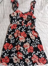 Forever 21 Dress Size M Sleeveless Coral Ruffle Chiffon NWT 