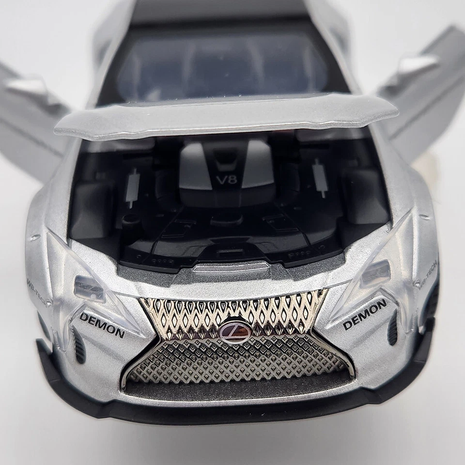 2022 Lexus LC500 - Right Hand Drive - 1:32 Diecast Model - Silver - Image 4 of 4