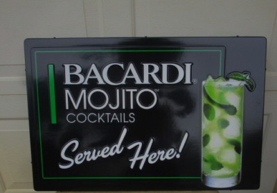 Bacardi Mojito Cocktails Light Up Wall Mount Sign New Old Stock Never Used