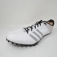 ADIDAS ADIZERO Shoes Mens 11.5 White Track Field Cleats Lace Sneakers