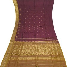 Vintage Purple Saree 100 Pure Silk Zari Handwoven Premium Sari 5YD Craft Fabric