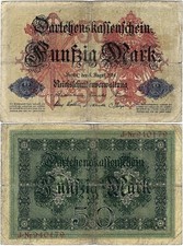 Banknote 50 Mark 1914 Berlin Darlehnskassenschein DEU-56a Ro.50a P-49a