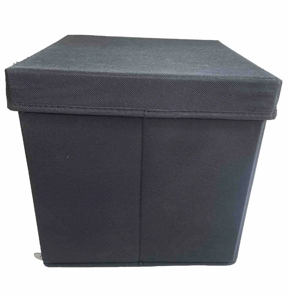 Household Essentials Storage Cube Fabric Metal Handle Opening Removable Lids Blk - Image 2 of 4