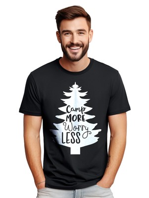 Camp More, Worry Less - Lustiges Weihnachtsbaum T-Shirt! Unisex, bedrucktes Design. Th