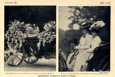 Söhne v.Prinz Albert & Prinzessin Klementine Blumenschlacht bei Brüssel c.1906
