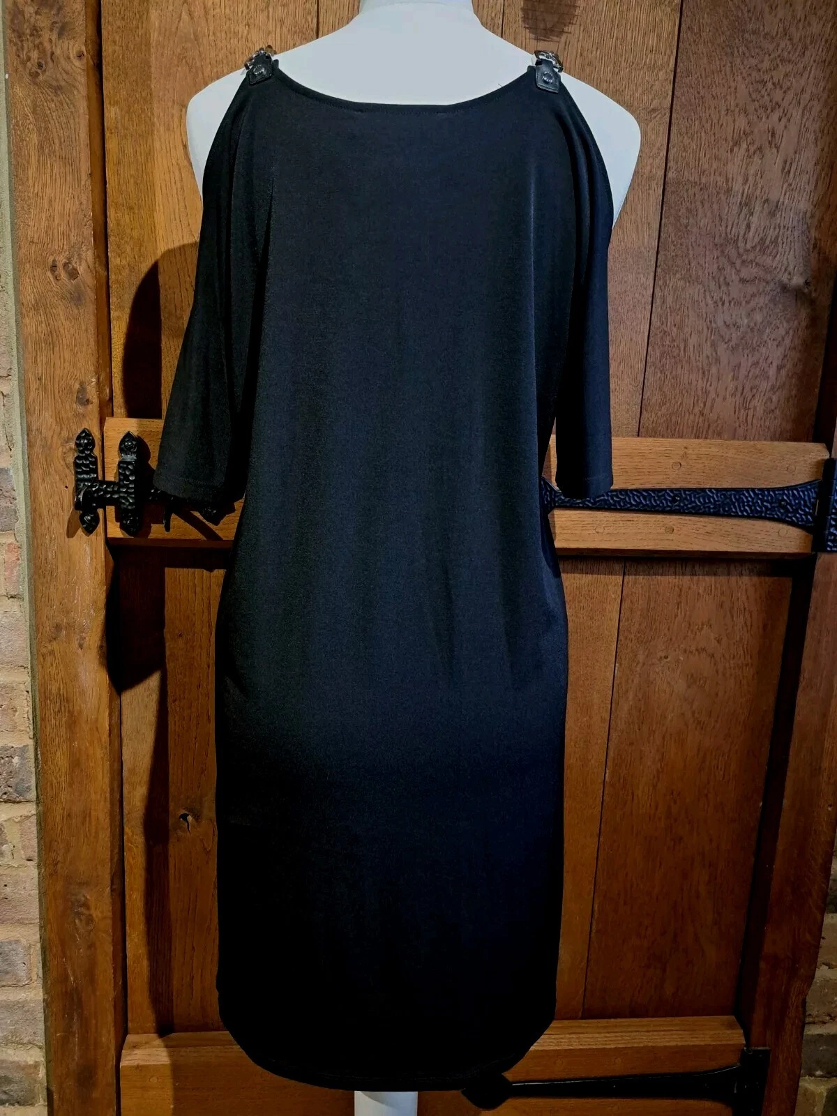 Abito Michael Kors nero spalle scoperte catena argento spalline Small