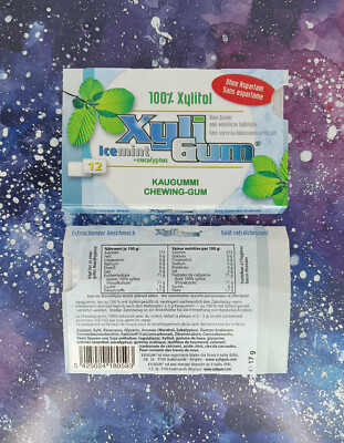 XyliGum Kaugummi Icemint + Eucalyptus, 1x Packung (a 12 Stück 17g) ,von V-tality