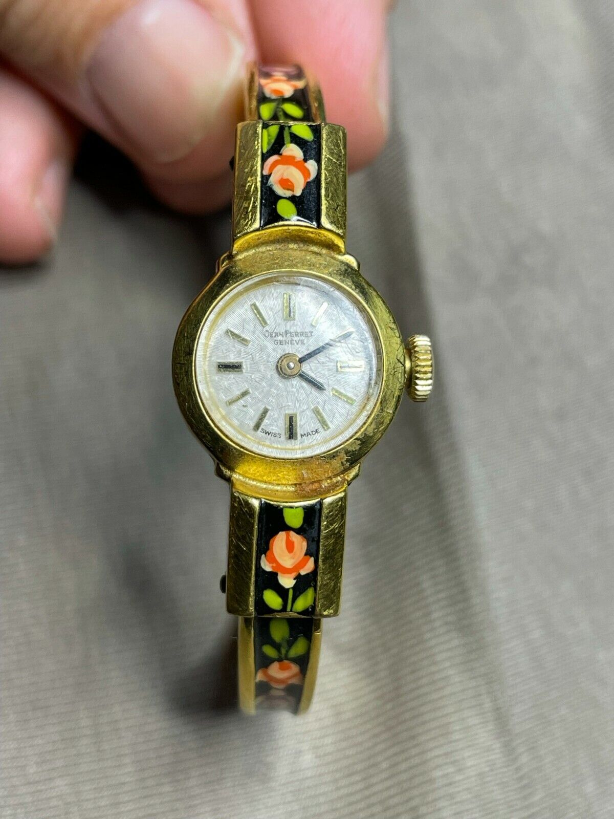 VTG JEAN PERRET WATCH BANGLE GOLD PLATED  