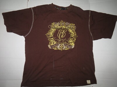 b5 VTG 1990s DMX Ruff Ryders Dirty Denim Brown Bedazzled T-Shirt Size 3XL Marked
