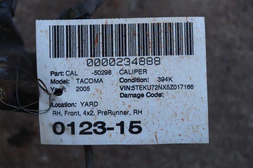 Pinza de freno delantera derecha del lado del pasajero Toyota Tacoma 2005-2022 tracción trasera con manguera OEM Foto 3 de 3