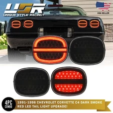 USA Smoke FULL LED Halo Brake Signal Tail Light For 1991-1996 Chevy Corvette C4