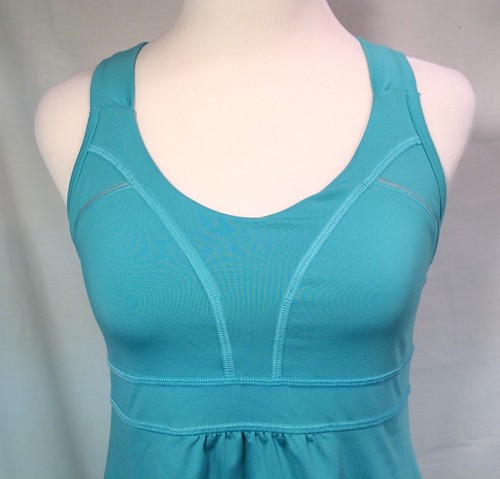 Athleta Horizon Tank Top Aqua Bra Racerback Tie Waist Reflective Women's Size S - Picture 2 of 11