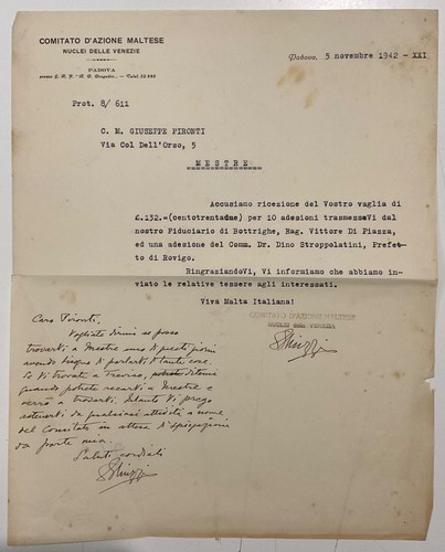 MESTRE VENEZIA PARTITO DI GOVERNO DOCUMENTO COMITATO D’AZIONE MALTESE A.XX° 1942