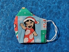 Washable Handmade Fabric Face Mask filter pocket LILO AND STITCH CHRISTMAS