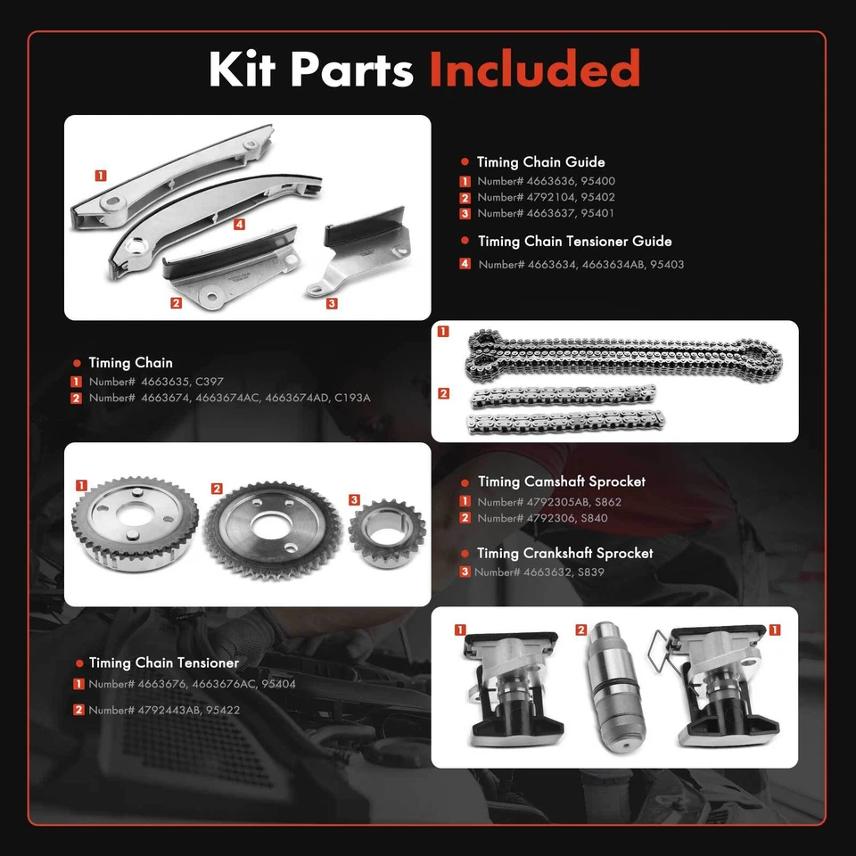 Kit de cadena de distribución 13x para Chrysler 300 2005-2007 Dodge Charger Intrepid 2,7 L DOHC Foto 2 de 4