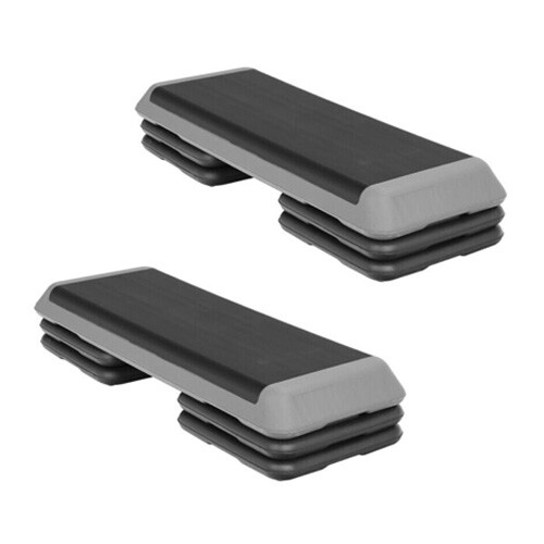 2PCS 43" Aerobic Step Fitness Cardio Adjust Exercise Stepper Workout w/ 4 Risers - Picture 1 of 20