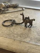 Beautiful Vintage Handmade 925 Sterling Silver Llama Alpaca Peru Key Chain