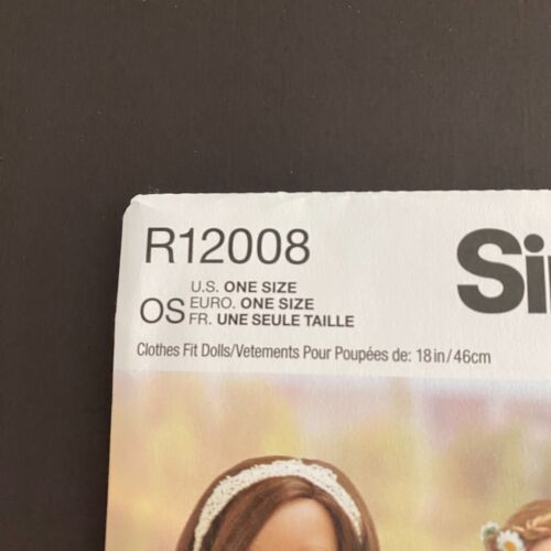 Simplicity Pattern R12008 OS Doll Clothes Dress jumpsuit Skirt One Size Uncut - Picture 2 of 11