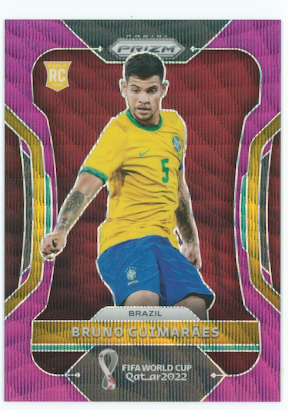 BRUNO GUIMARAES 2022 WORLD CUP PANINI PRIZM ROOKIE PURPLE WAVE /99 RC BRAZIL