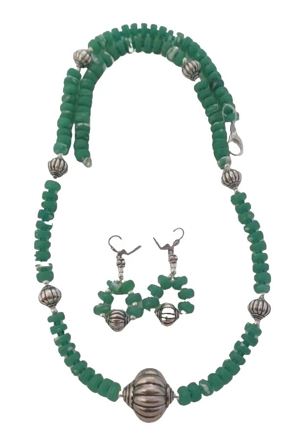 Juegos de joyería artesanales de vidrio sin piedra plata esterlina