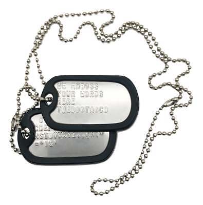 PAIR SET U.S. PERSONALISED STAINLESS STEEL ARMY MILITARY DOG TAGS ...