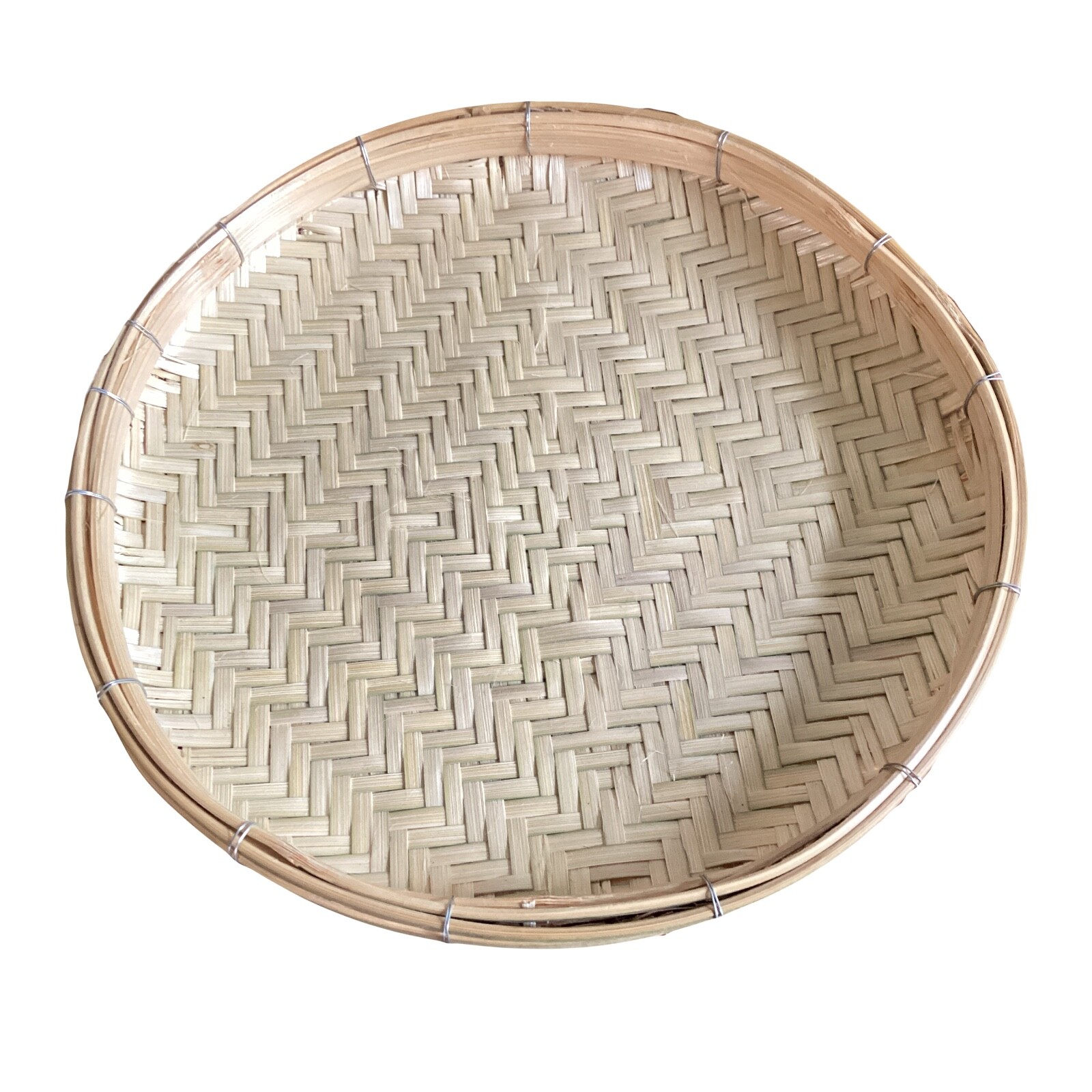 10”Woven Bamboo Tray Snack Serving Dish Thai Threshing Basket Wall