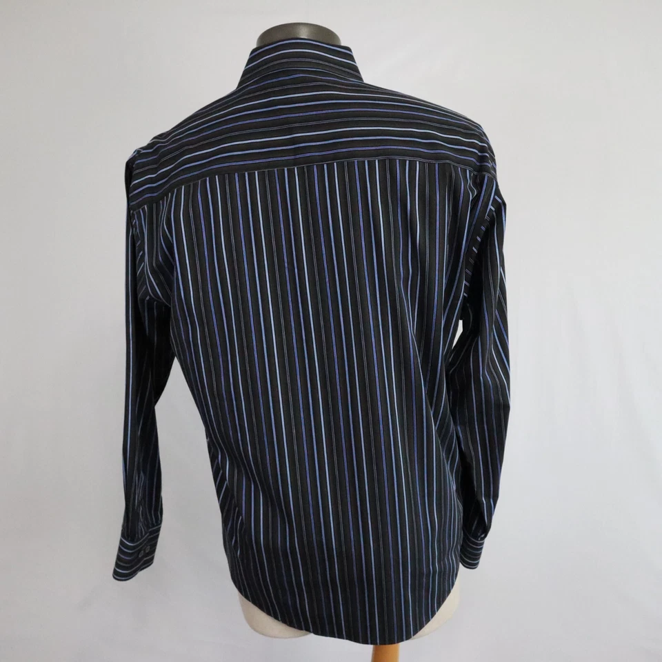 Linea 圆顶衬衫男式中号 15.5-16 休闲口袋纽扣条纹长袖 — 第 4/4 张图片