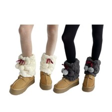 Women s Thick Fuzzy Leg Warmers with Hairy Balls Plush Boot Toppers for Winter
