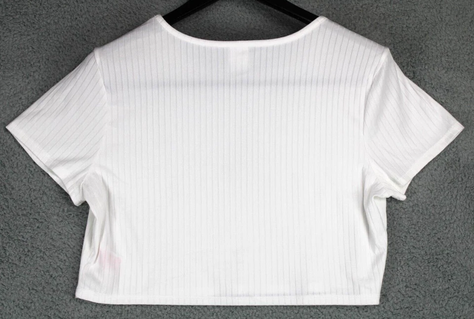 Топ без границ женский размер 3X белый укороченный короткий рукав ребристый - Изображение 2 из 4