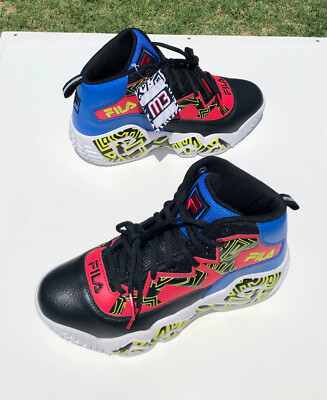 Fila MB Basketball Shoes Black Shocking Orange 1BM01742-027 Men's Size  New!