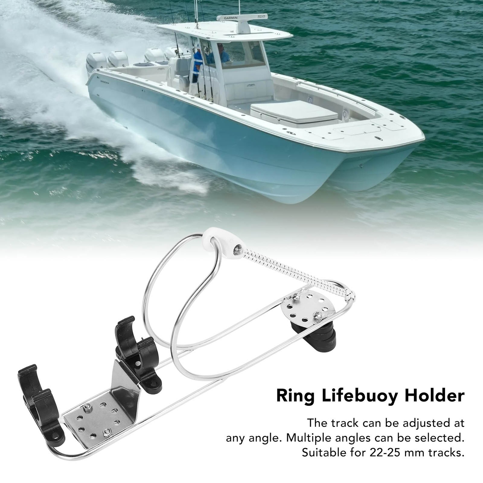 Marine Horseshoe Lifebuoy Bracket Life Buoy Ring Holder Stainless Steel Mirror