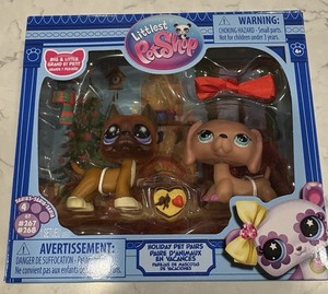 Littlest Pet Shop G7 Holiday Pet Pairs Great Dane Dachshund #267 #268 New