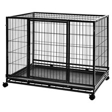 AMAZON BASICS PORTABLE DUTY STACKABLE DOG KENNEL WHEELS 9002-42 - BLACK