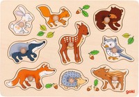 Steckpuzzle Waldtiere | 30 X 21 X 2,4 Cm, Holz, 9 Teile, Per StüCk | Deutsch