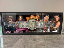 Bret Hart & Shawn Michaels signierter WWE Wrestlemania 40 Replica Gürtel Beckett COA 