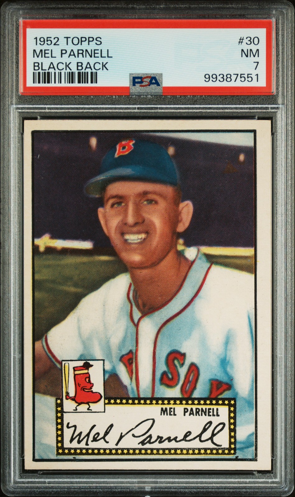 1952 TOPPS BLACK BACK #30 MEL PARNELL PSA 7