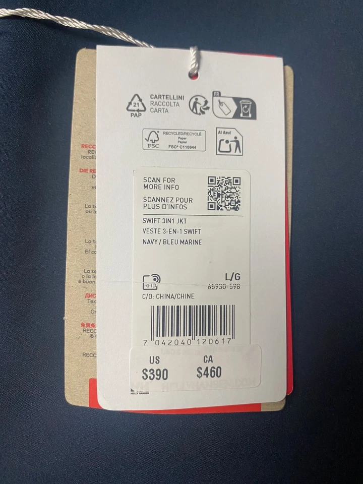 Men's Helly Hansen Swift 3-in-1 Jacket BLUE $390, Size: L - Image 2 of 4