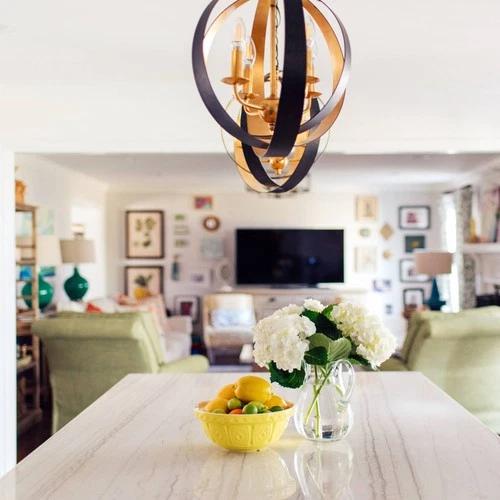 Crystorama Luna 16"W Bronze and Gold 4-Light Orb Chandelier - Picture 8 of 9