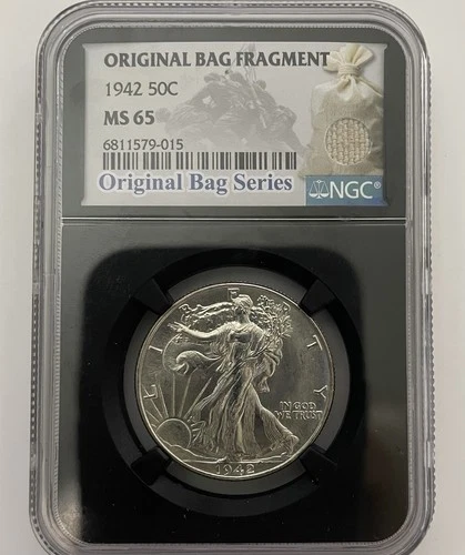 1942 50C MS65 Walking Liberty Half Dollar - NGC Bag Fragment -  Blast White PQ!